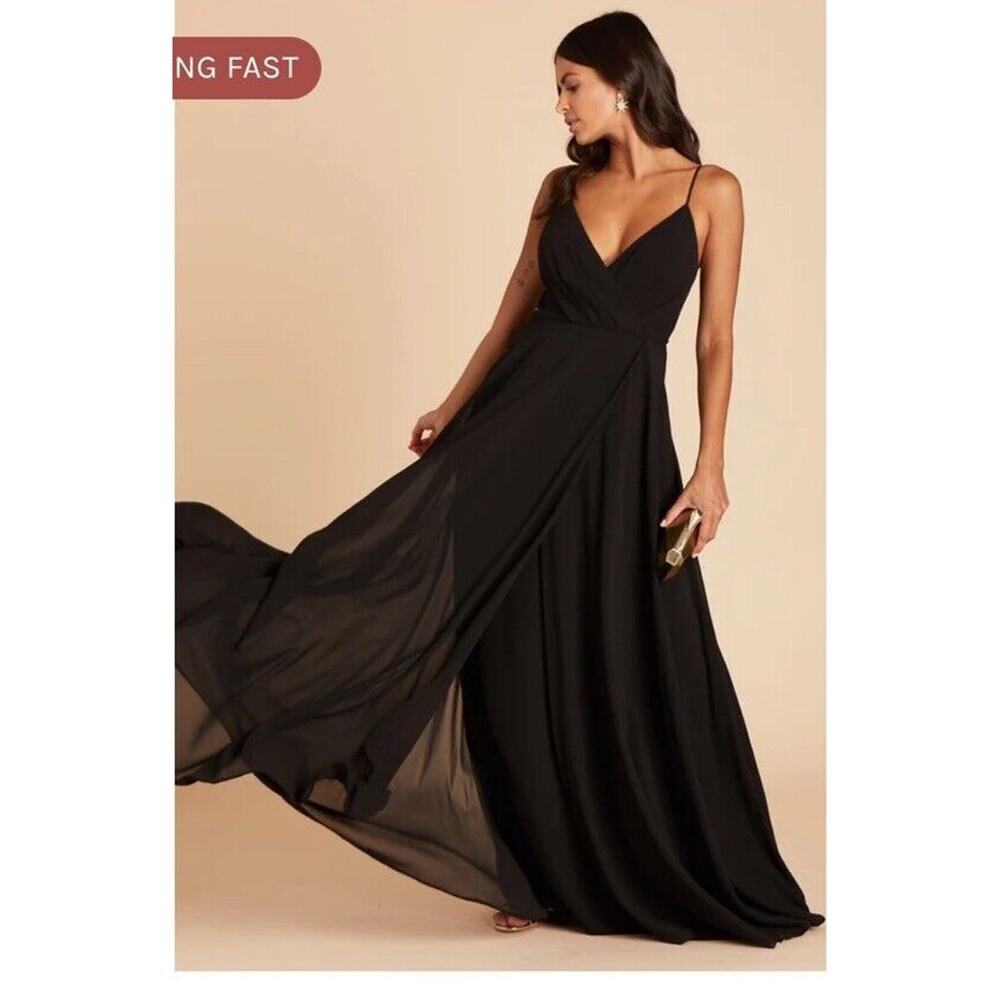 Birdy Grey Chiffon Kaia Maxi Dress In Black Size Medium - Picture 4 of 5